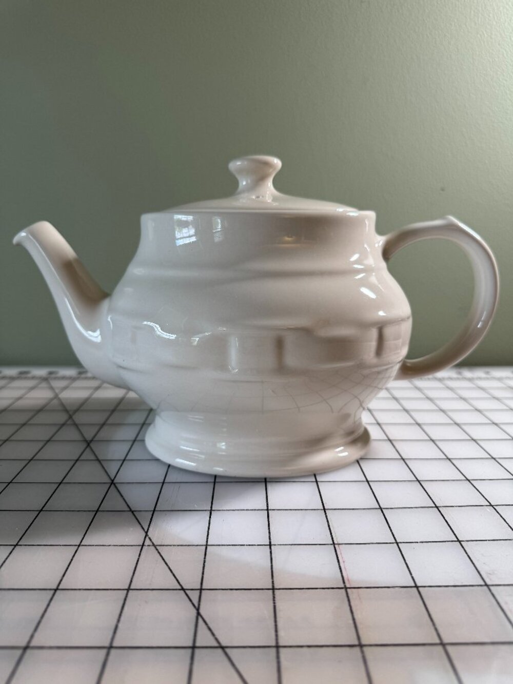 Longaberger Woven Traditions Ivory Teapot w Lid Farmhouse Decor